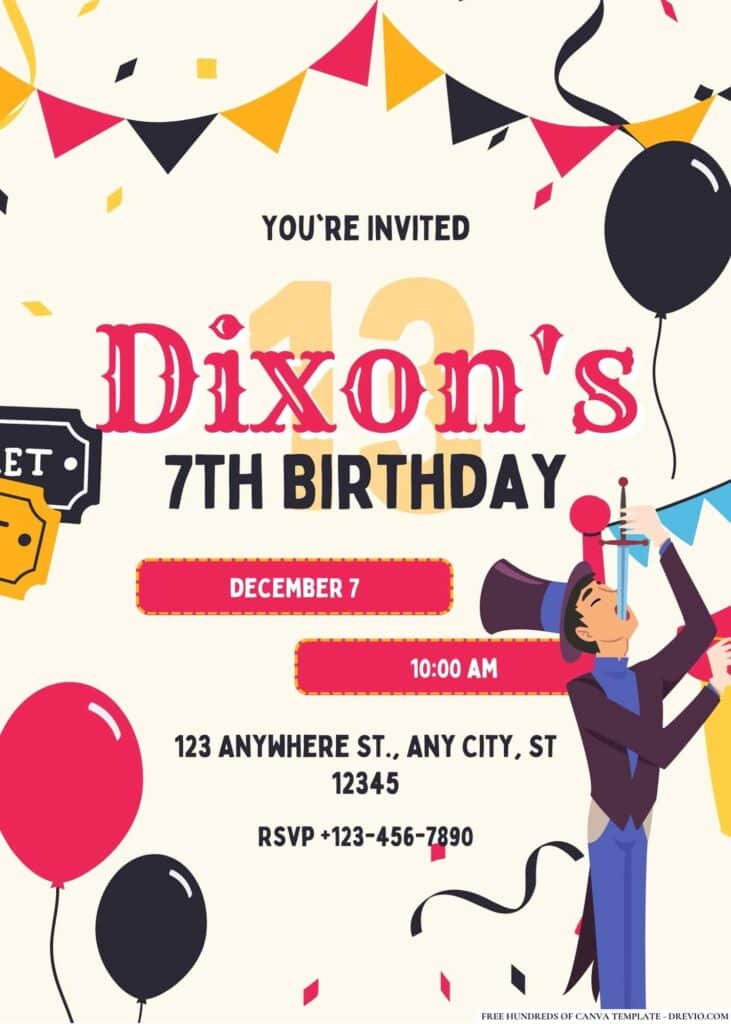 FREE Carnival Birthday Invitations