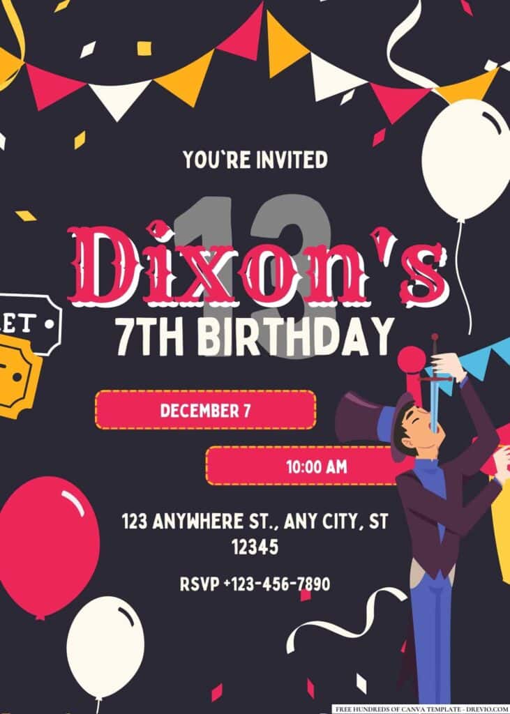 FREE Carnival Birthday Invitations