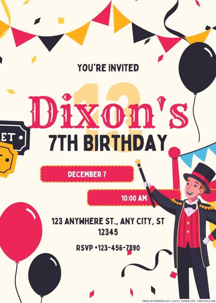 FREE Carnival Birthday Invitations