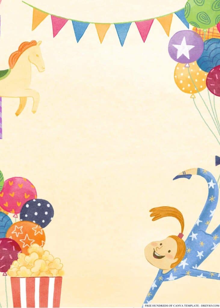 FREE Carnival Fun Fair Birthday Canva Templates 10