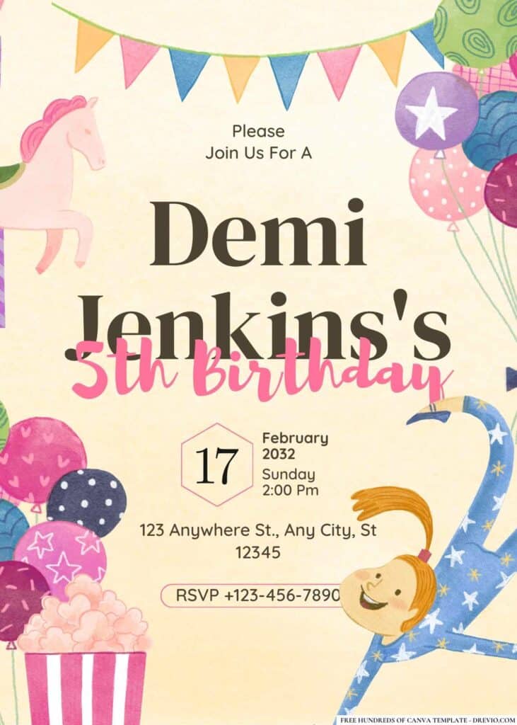 FREE Carnival Fun Fair Birthday Invitations
