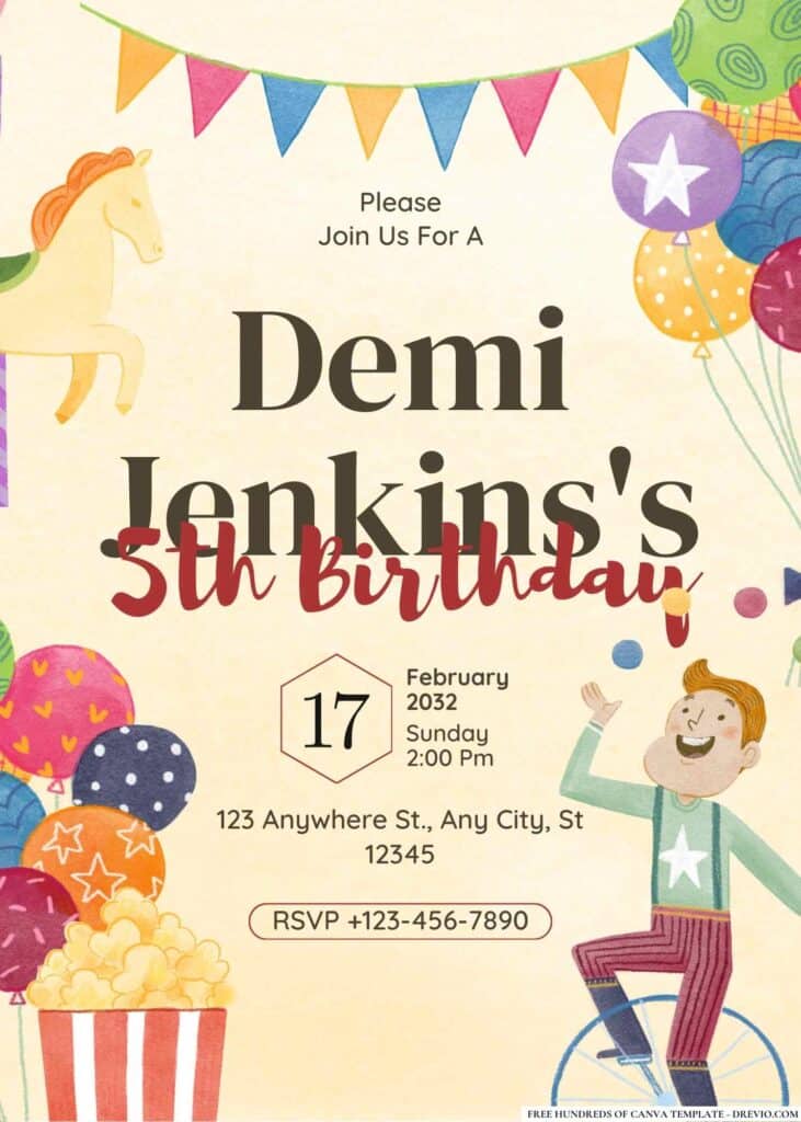 FREE Carnival Fun Fair Birthday Invitations