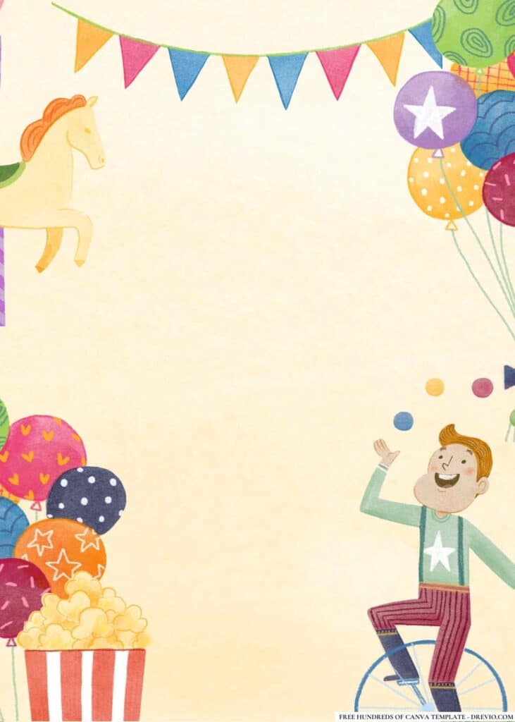 FREE Carnival Fun Fair Birthday Canva Templates 14