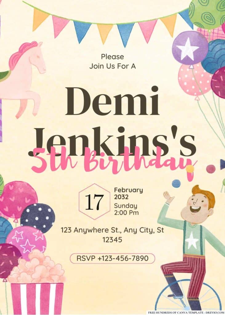FREE Carnival Fun Fair Birthday Invitations