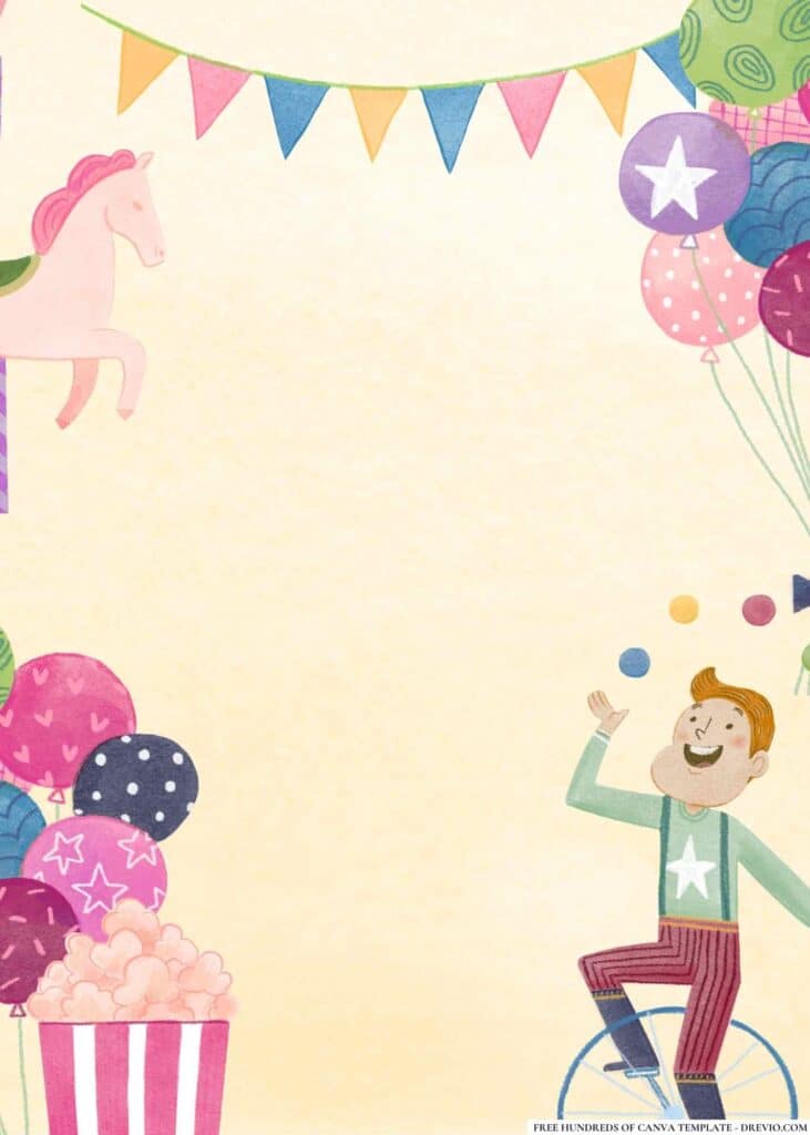FREE Carnival Fun Fair Birthday Canva Templates 16