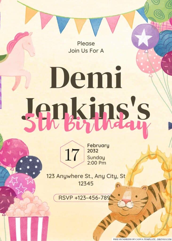 FREE Carnival Fun Fair Birthday Invitations