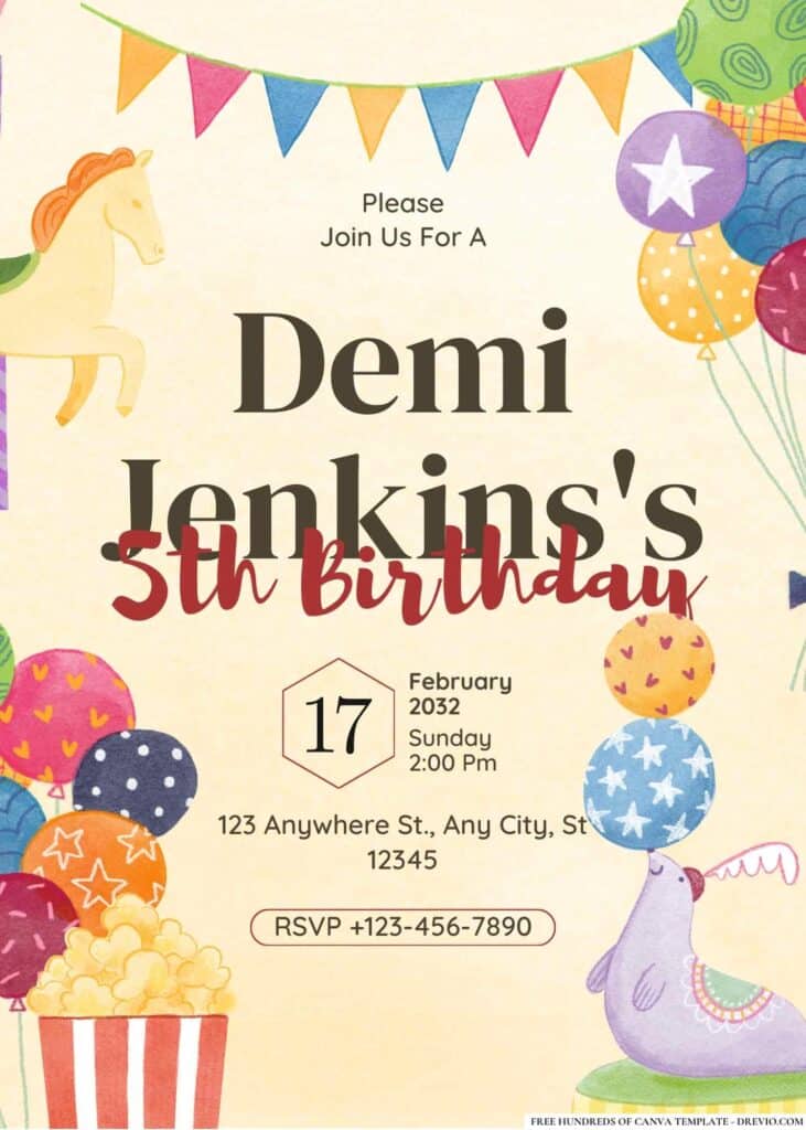 FREE Carnival Fun Fair Birthday Invitations