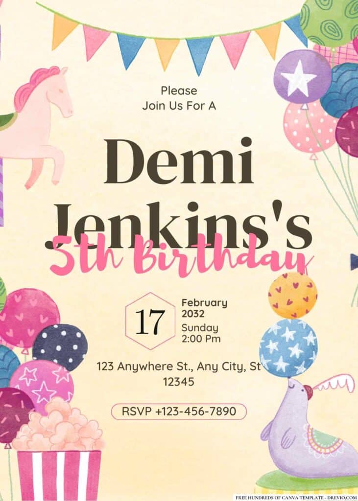 FREE Carnival Fun Fair Birthday Invitations