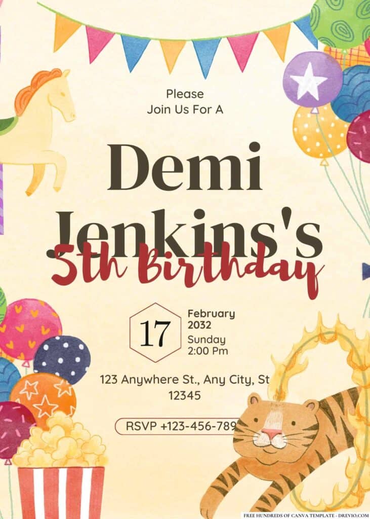 FREE Carnival Fun Fair Birthday Invitations
