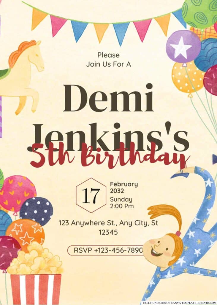 FREE Carnival Fun Fair Birthday Invitations