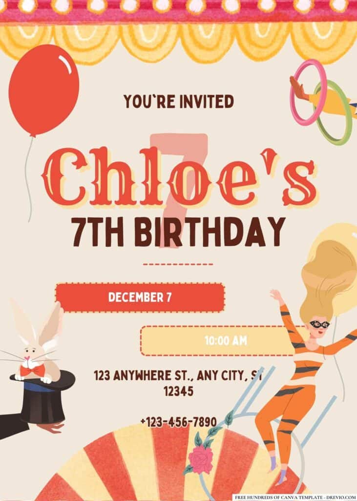 FREE Circus Birthday Invitations