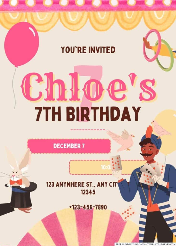 FREE Circus Birthday Invitations