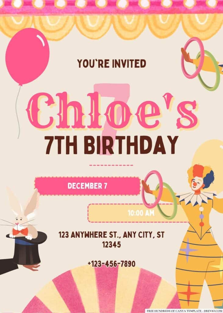 FREE Circus Birthday Invitations