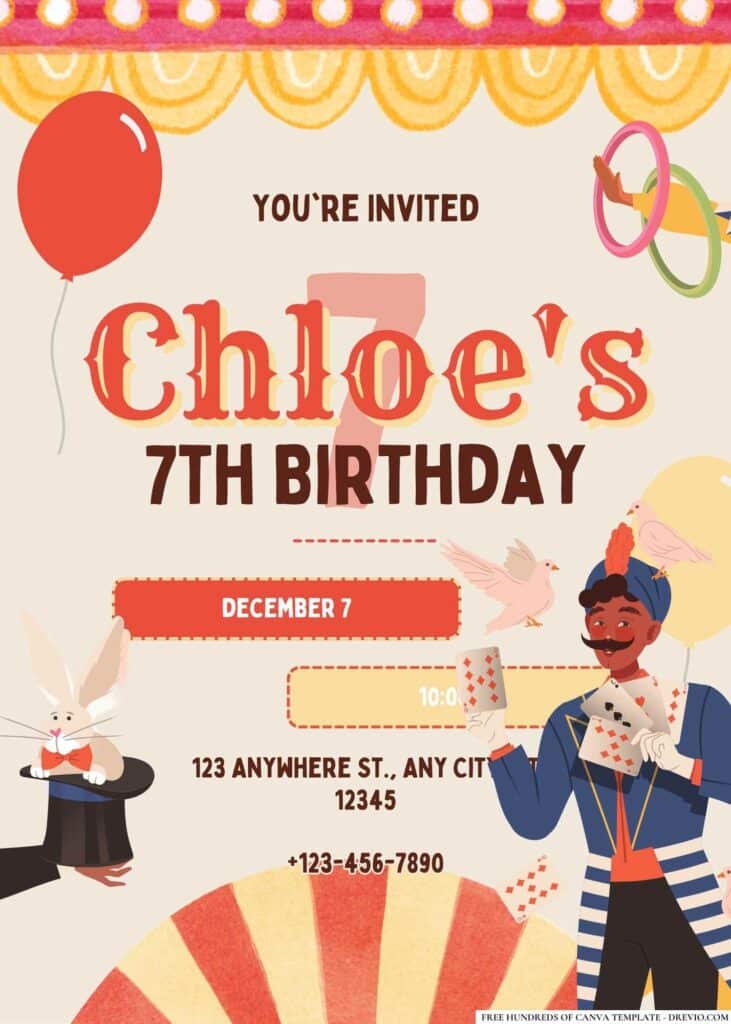FREE Circus Birthday Invitations