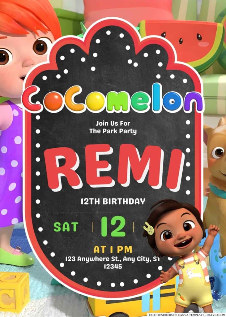 FREE Cocomelon Birthday Invitations