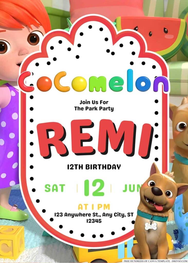 FREE Cocomelon Birthday Invitations