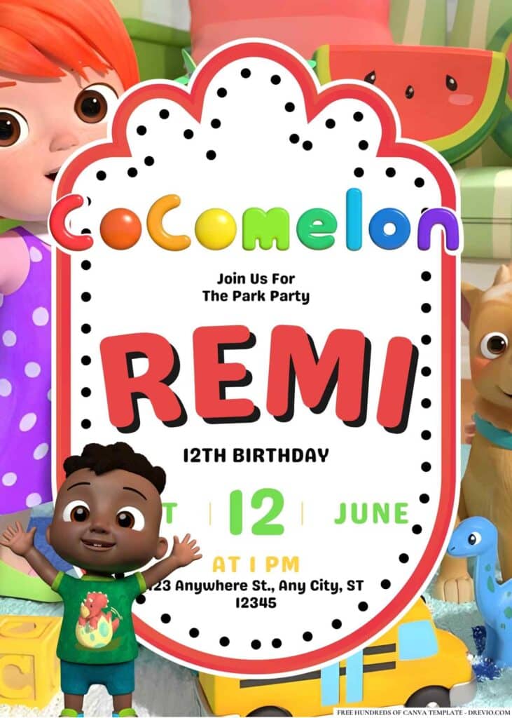 FREE Cocomelon Birthday Invitations