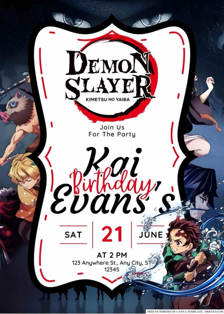 FREE Demon Slayer Birthday Invitations