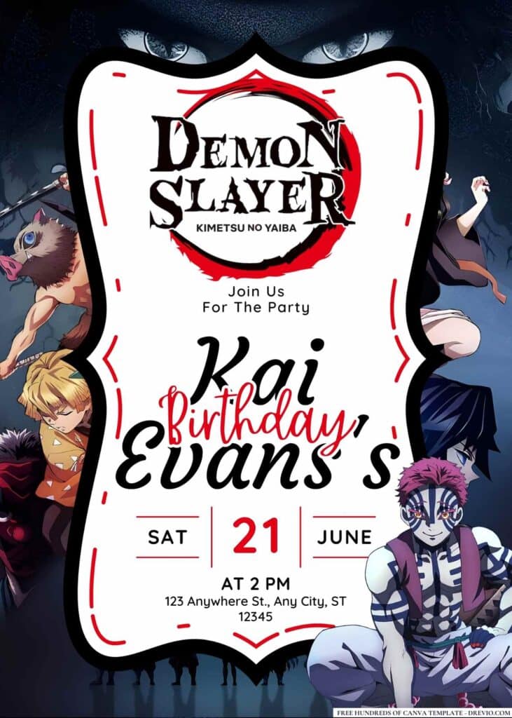 FREE Demon Slayer Birthday Invitations