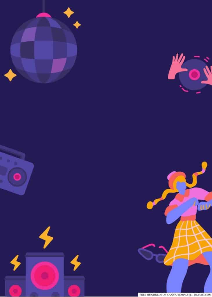 FREE Disco Dance Party Birthday Canva Templates 10