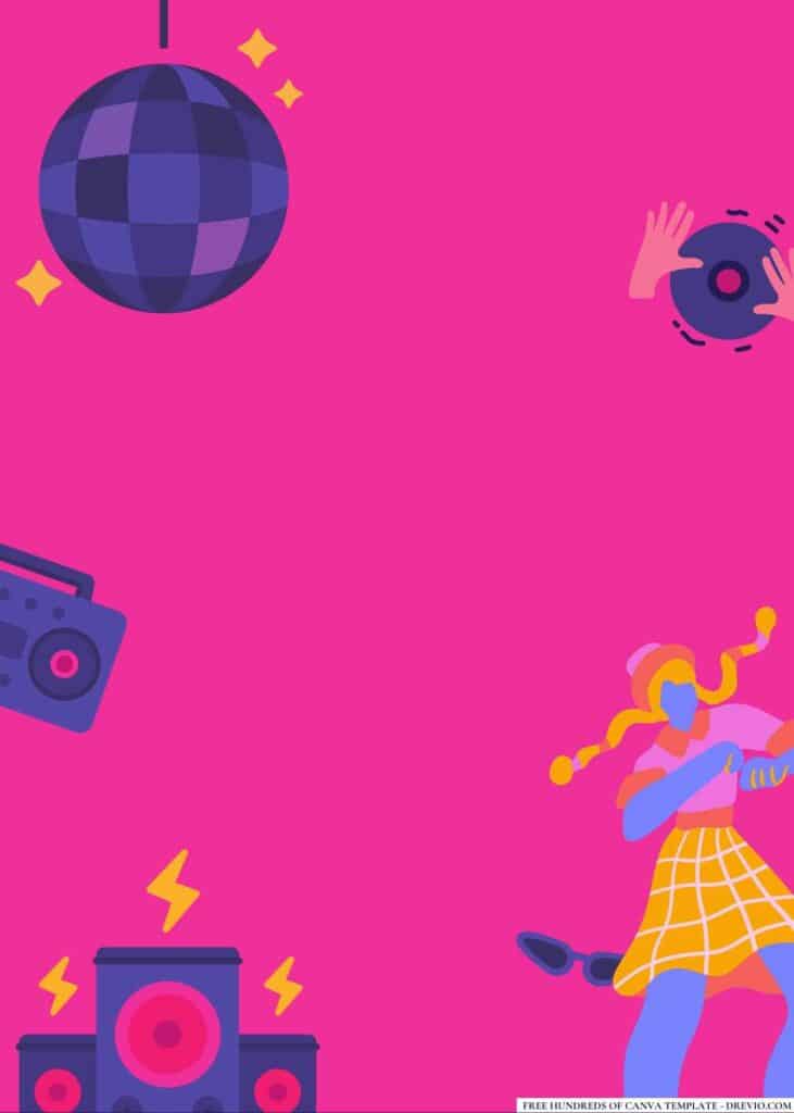 FREE Disco Dance Party Birthday Canva Templates 12