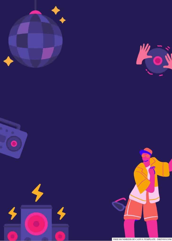 FREE Disco Dance Party Birthday Canva Templates 18