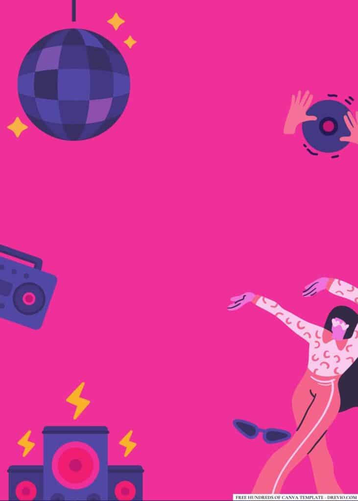 FREE Disco Dance Party Birthday Canva Templates 4