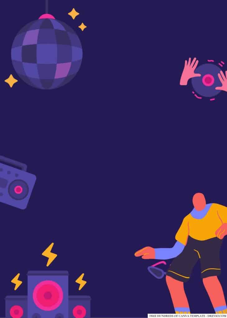 FREE Disco Dance Party Birthday Canva Templates 6