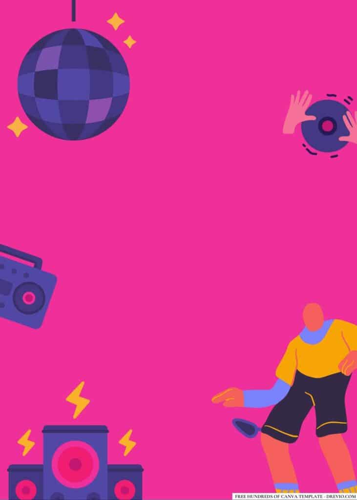 FREE Disco Dance Party Birthday Canva Templates 8