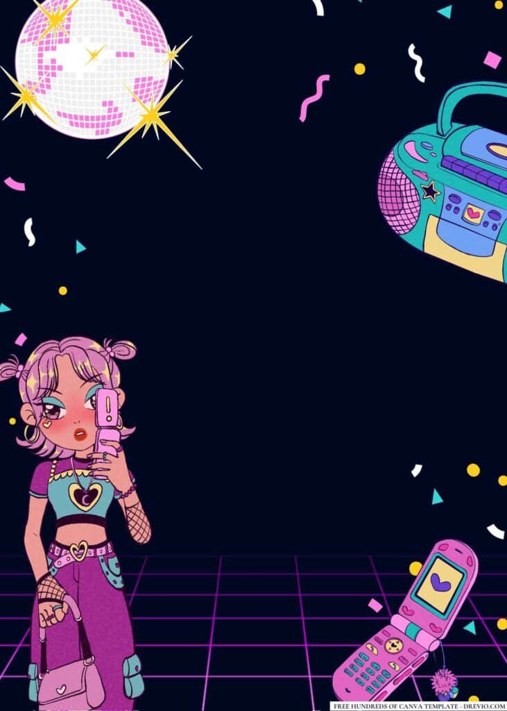 FREE Disco Divas Birthday Canva Templates 12