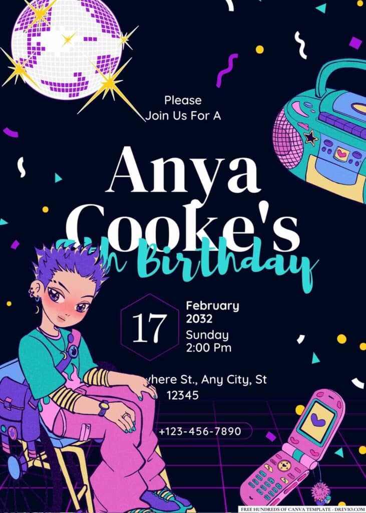 FREE Disco Divas Birthday Invitations