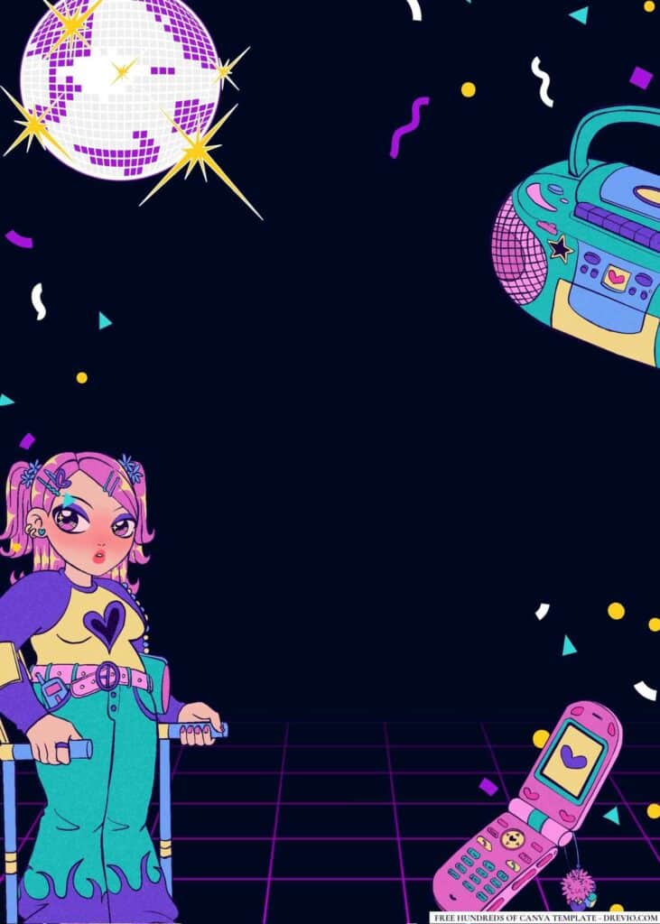 FREE Disco Divas Birthday Canva Templates 2