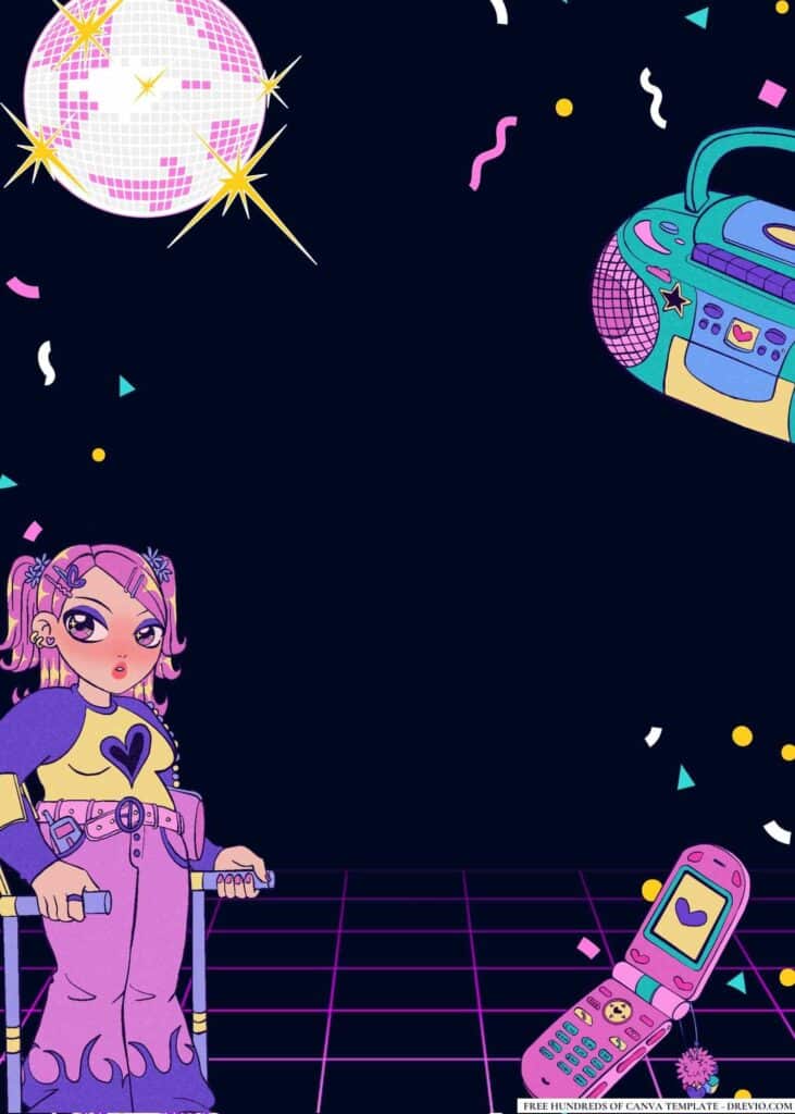 FREE Disco Divas Birthday Canva Templates 4