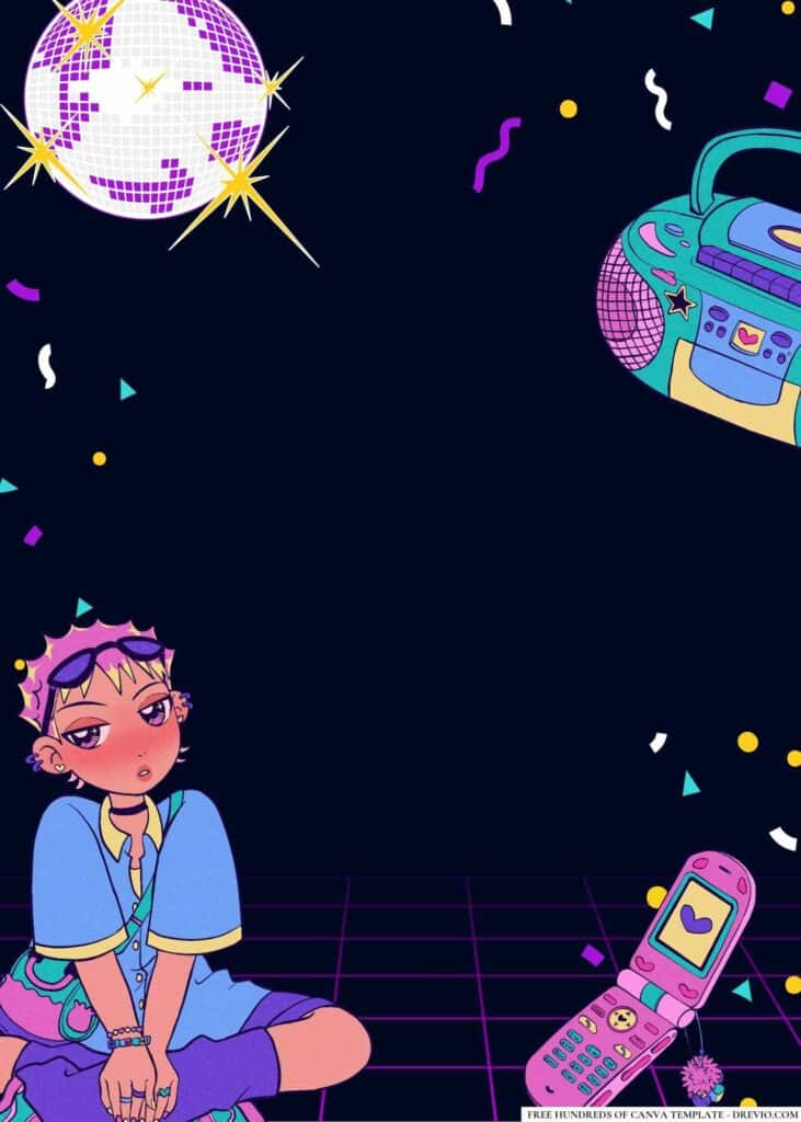 FREE Disco Divas Birthday Canva Templates 6