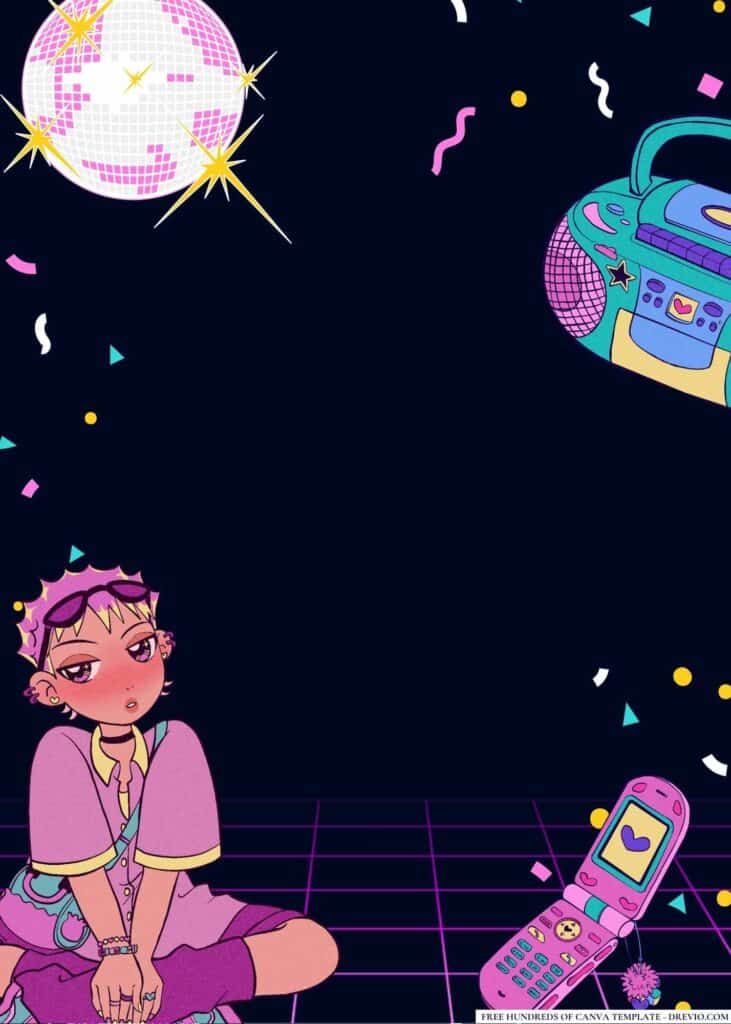 FREE Disco Divas Birthday Canva Templates 8
