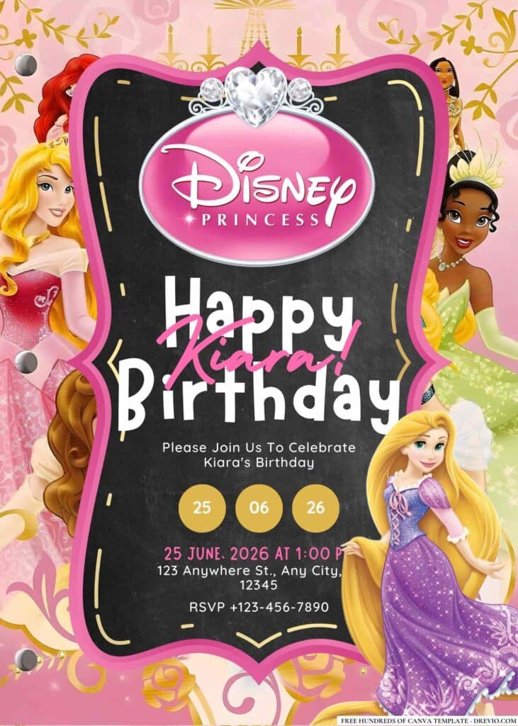 Free Disney Princess Birthday Invitations: