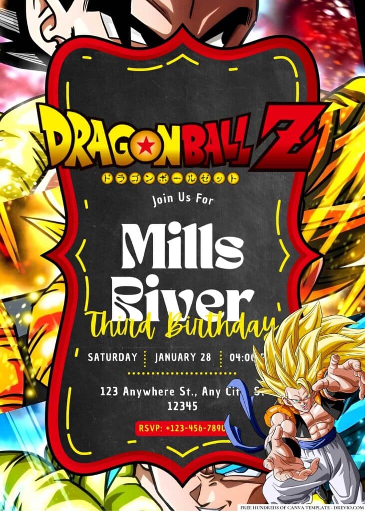 FREE Dragon Ball Z Birthday Invitations