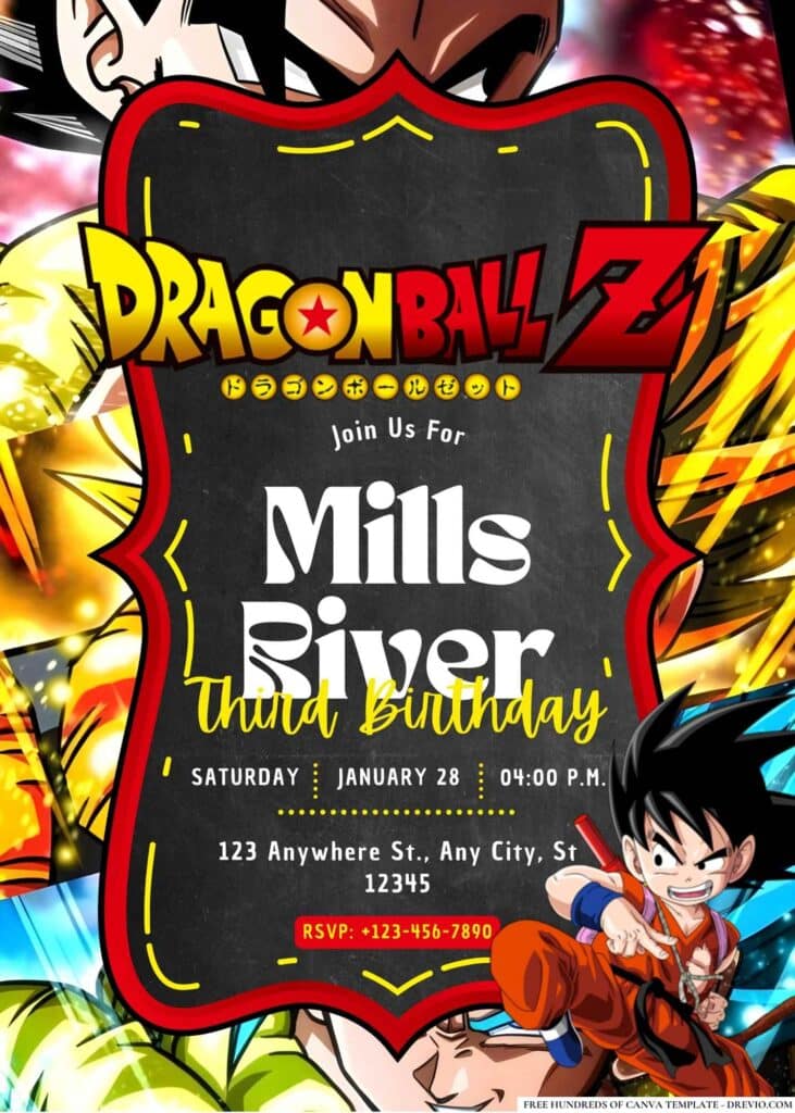 FREE Dragon Ball Z Birthday Invitations