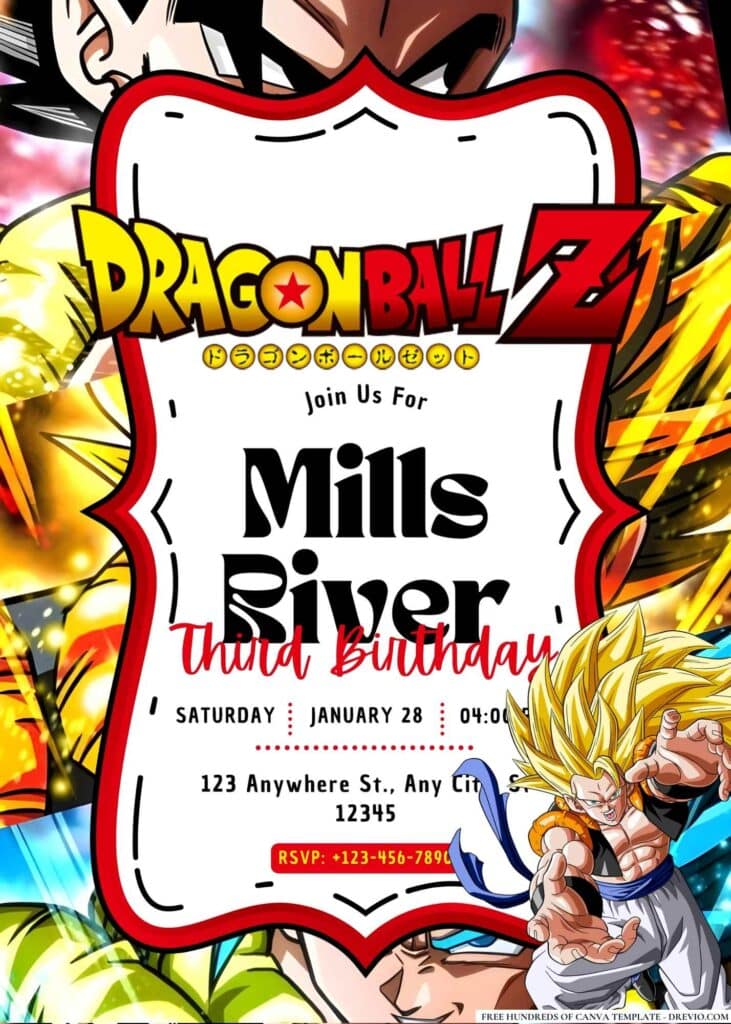 FREE Dragon Ball Z Birthday Invitations