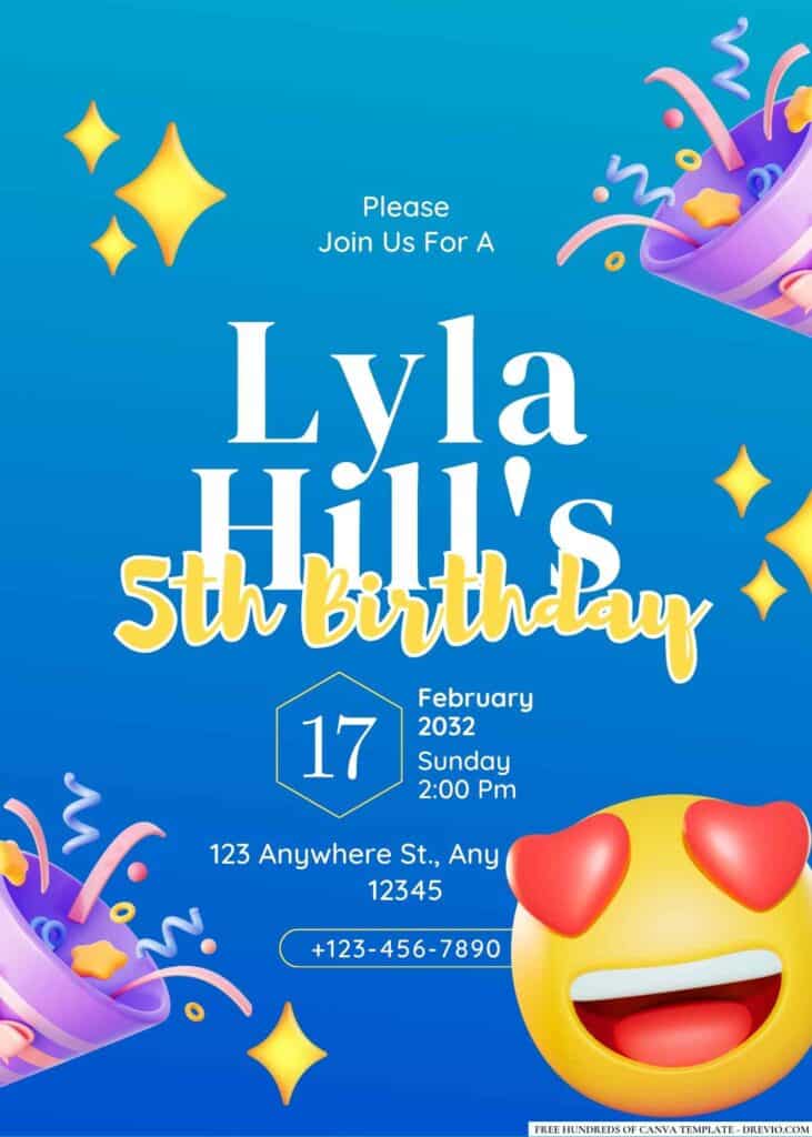 FREE Editable Emoji Birthday Invitations