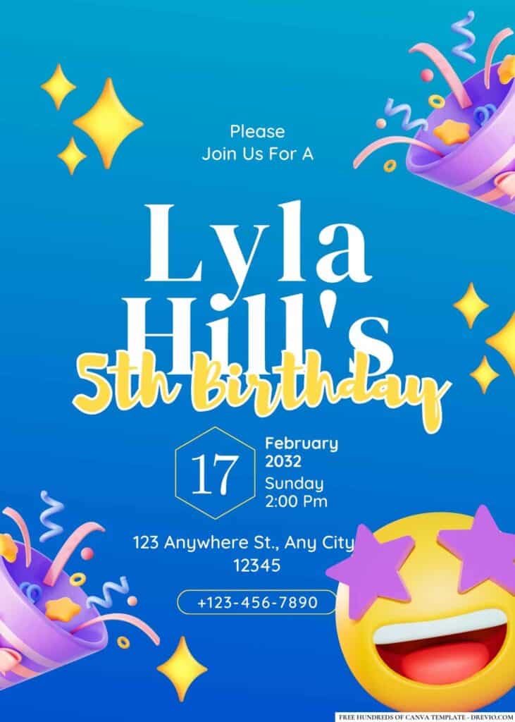 FREE Editable Emoji Birthday Invitations