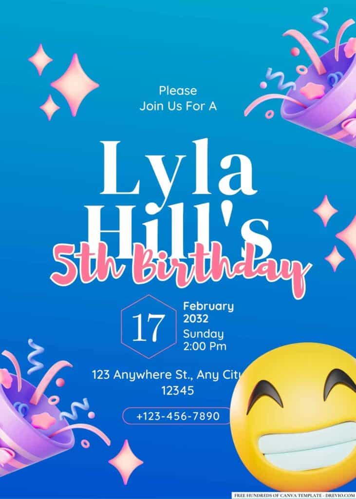 FREE Editable Emoji Birthday Invitations