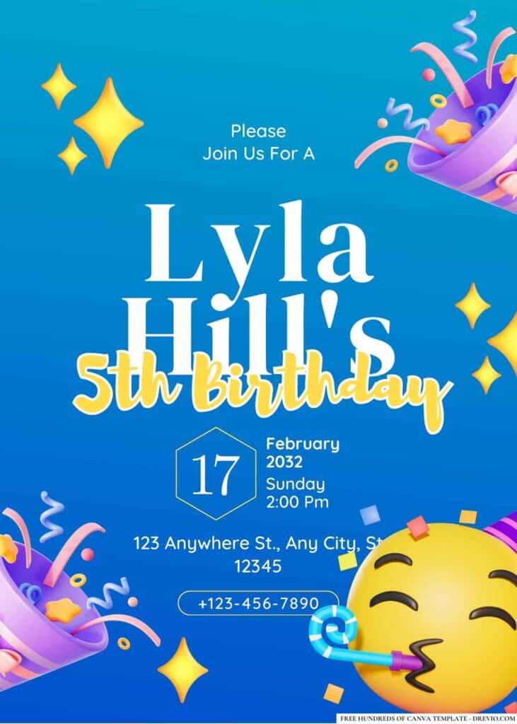 FREE Editable Emoji Birthday Invitations