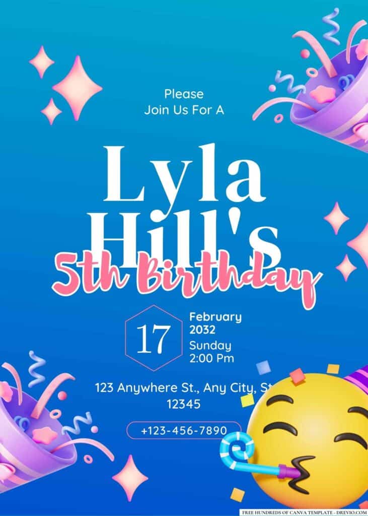 FREE Editable Emoji Birthday Invitations