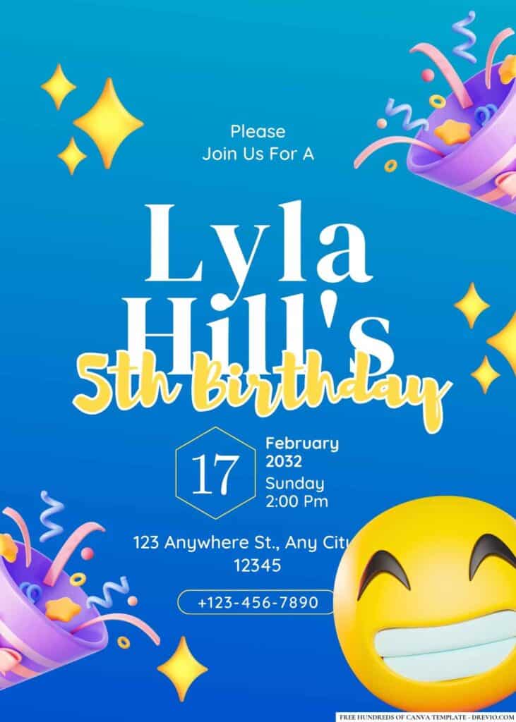 FREE Editable Emoji Birthday Invitations