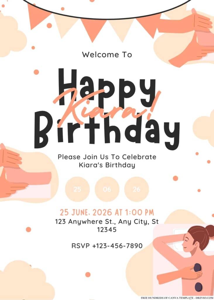 FREE Spa Day Birthday Invitations