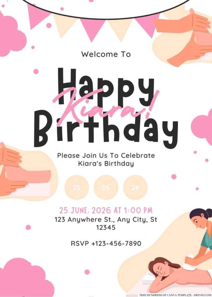 FREE Spa Day Birthday Invitations