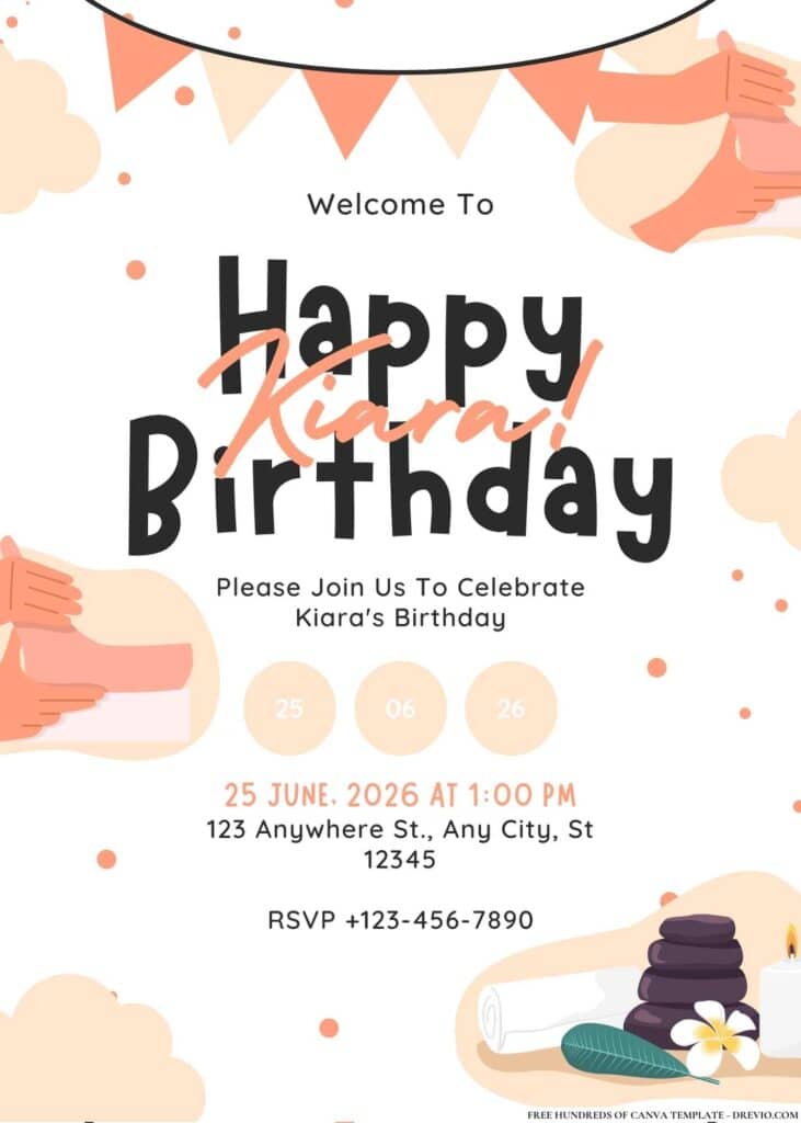 FREE Spa Day Birthday Invitations