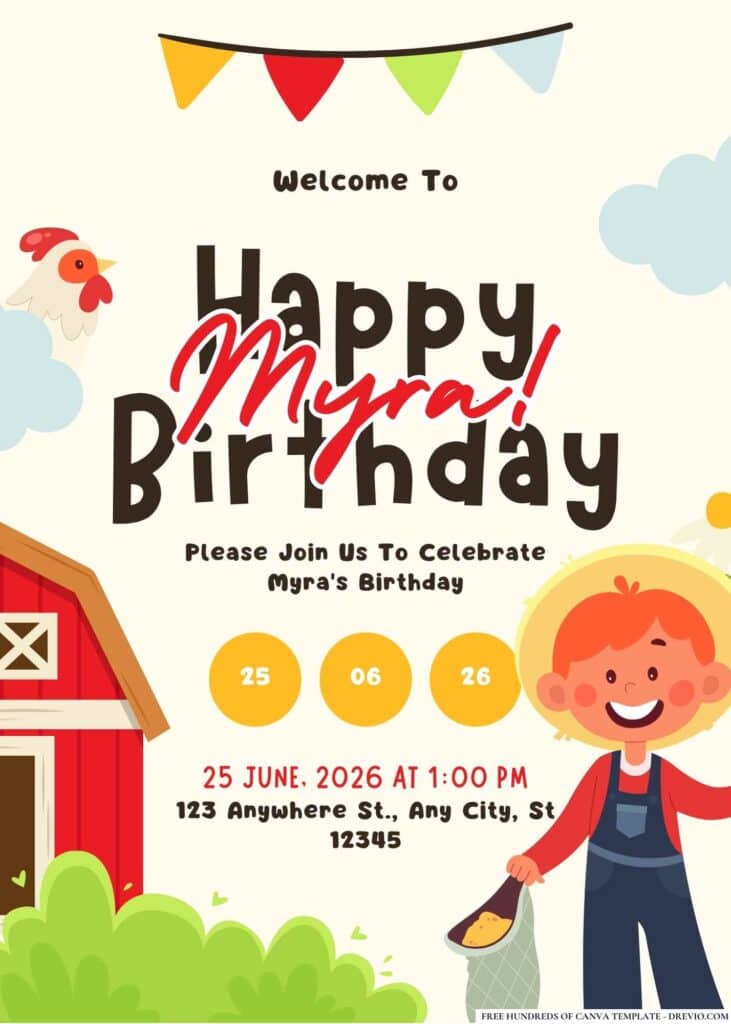 FREE Farm Birthday Invitations