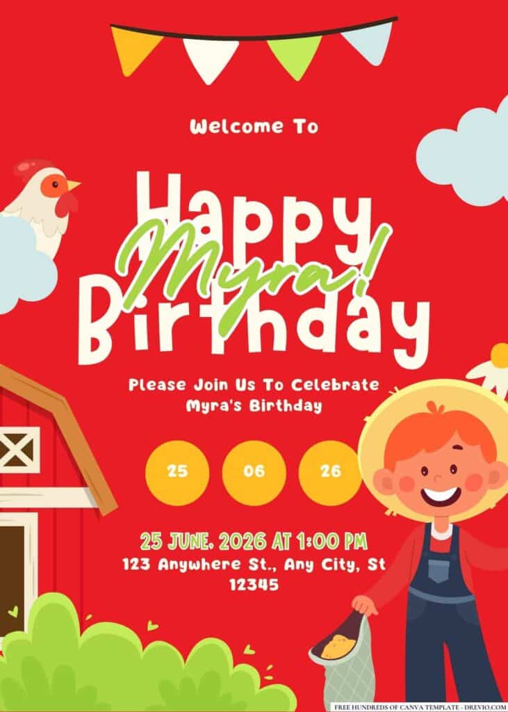 FREE Farm Birthday Invitations